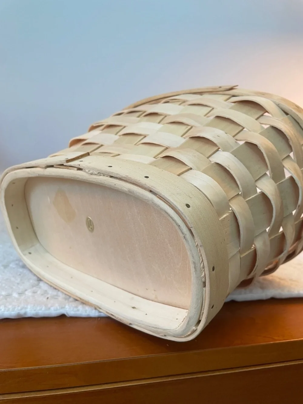 Natural Woven Wood Storage Basket -